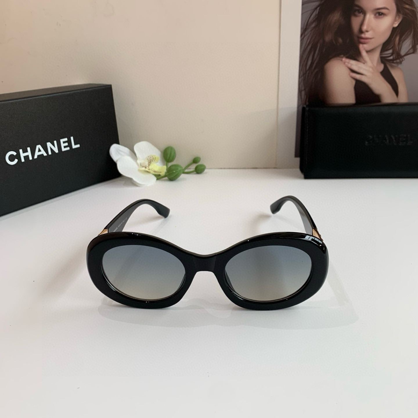 p245 Chanel, Chanel, select a circle frame sunglasses, fashionable French-style retrospect glasses - 图片 5