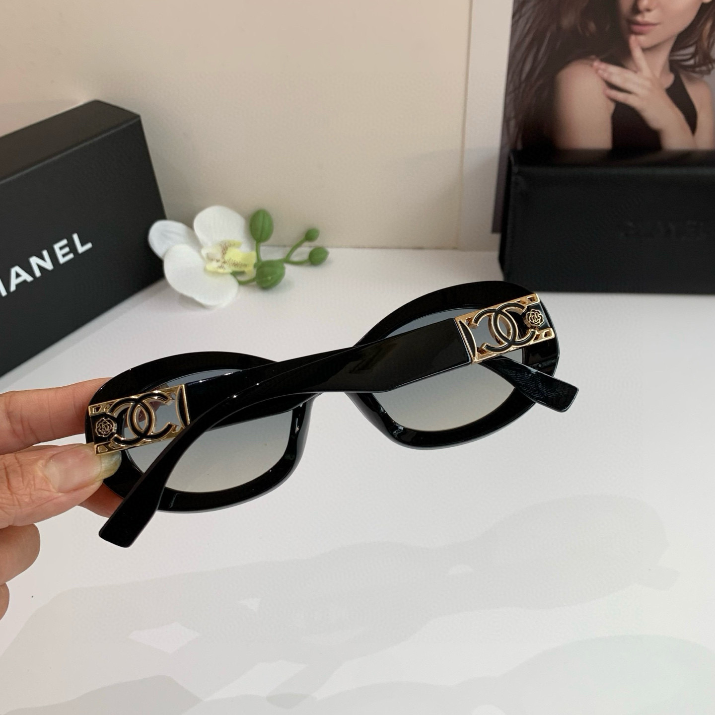 p245 Chanel, Chanel, select a circle frame sunglasses, fashionable French-style retrospect glasses - 图片 4