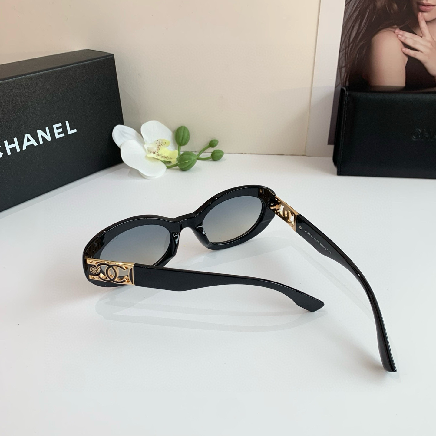 p245 Chanel, Chanel, select a circle frame sunglasses, fashionable French-style retrospect glasses - 图片 6
