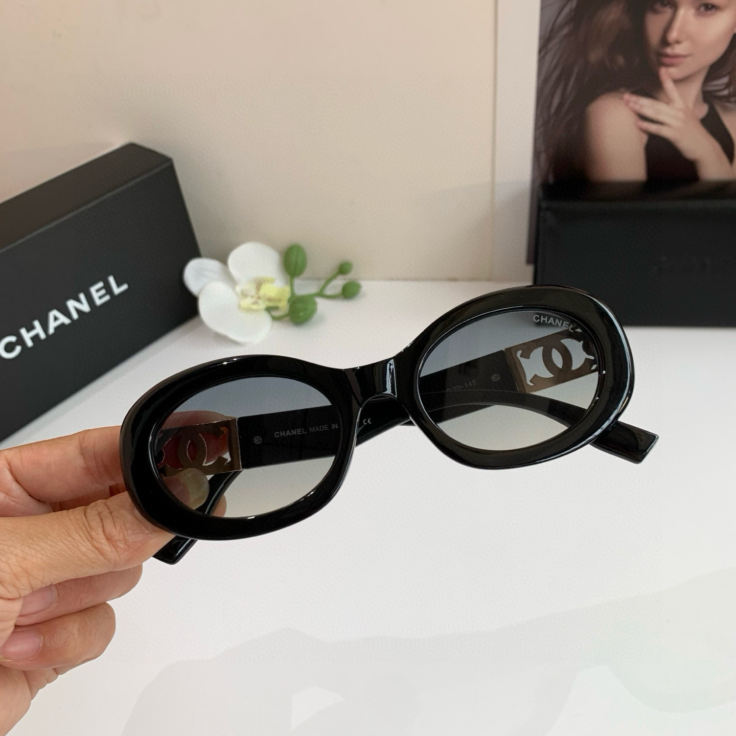 p245 Chanel, Chanel, select a circle frame sunglasses, fashionable French-style retrospect glasses - 图片 1