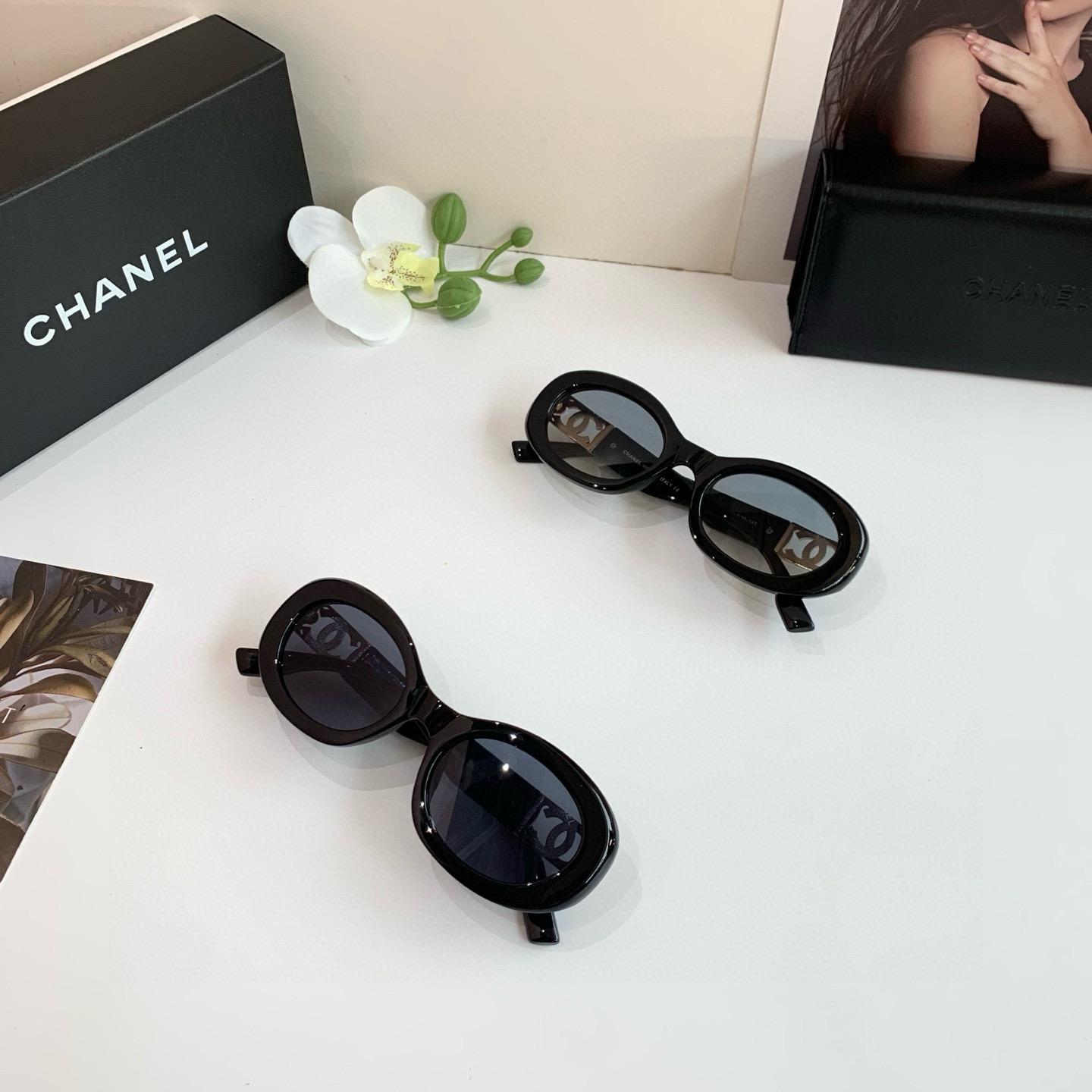 p245 Chanel, Chanel, select a circle frame sunglasses, fashionable French-style retrospect glasses - 图片 9