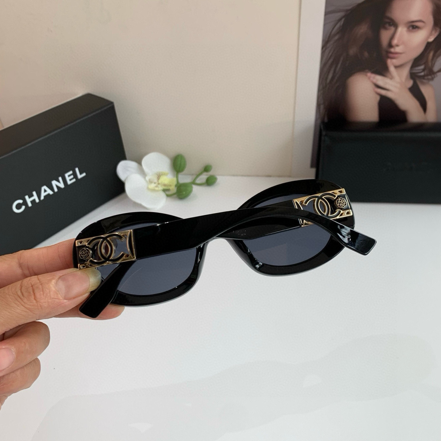 p245 Chanel, Chanel, select a circle frame sunglasses, fashionable French-style retrospect glasses - 图片 4