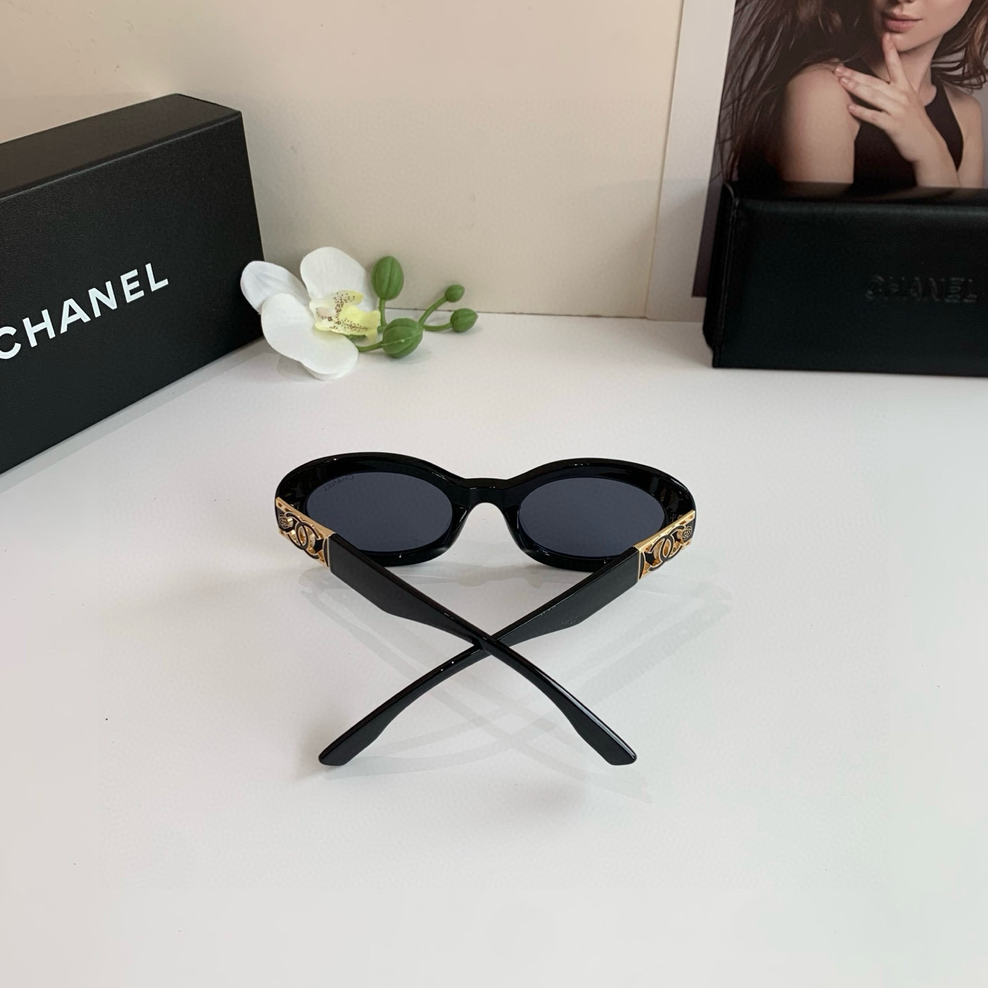 p245 Chanel, Chanel, select a circle frame sunglasses, fashionable French-style retrospect glasses - 图片 7