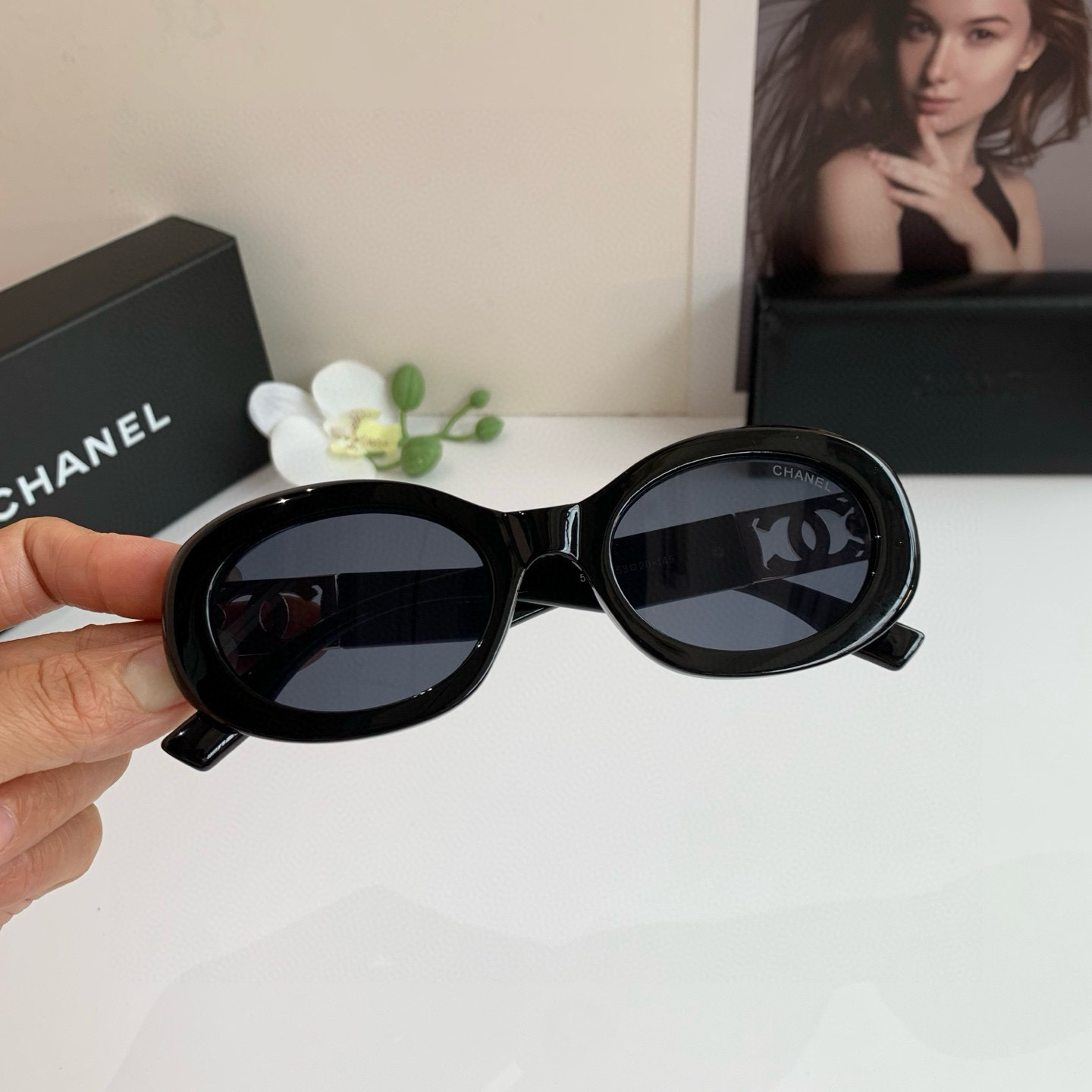p245 Chanel, Chanel, select a circle frame sunglasses, fashionable French-style retrospect glasses