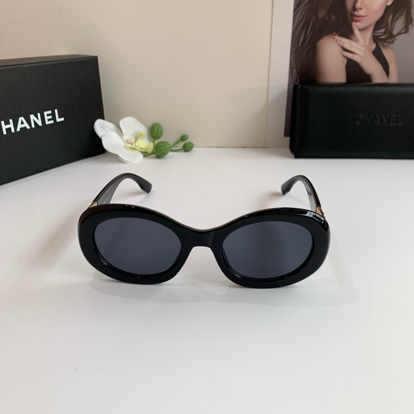p245 Chanel, Chanel, select a circle frame sunglasses, fashionable French-style retrospect glasses - 图片 5
