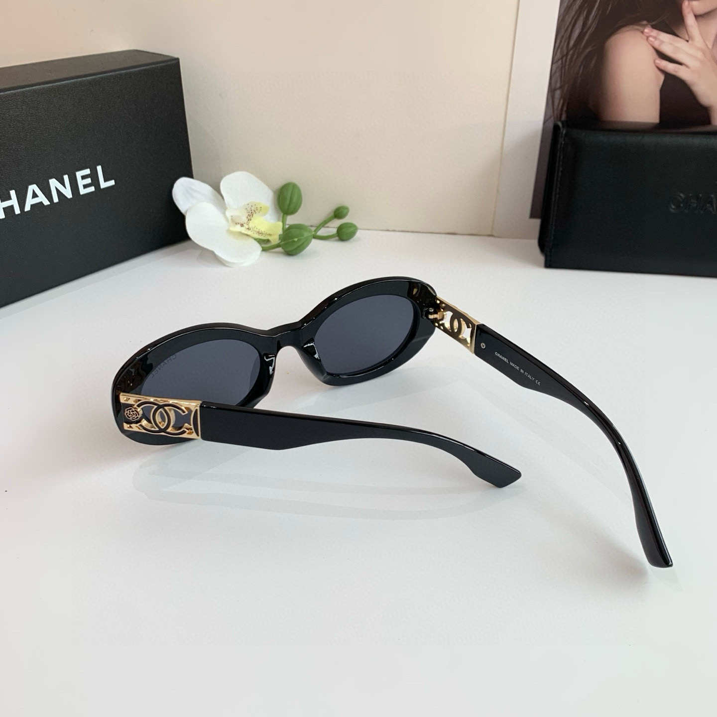 p245 Chanel, Chanel, select a circle frame sunglasses, fashionable French-style retrospect glasses - 图片 8
