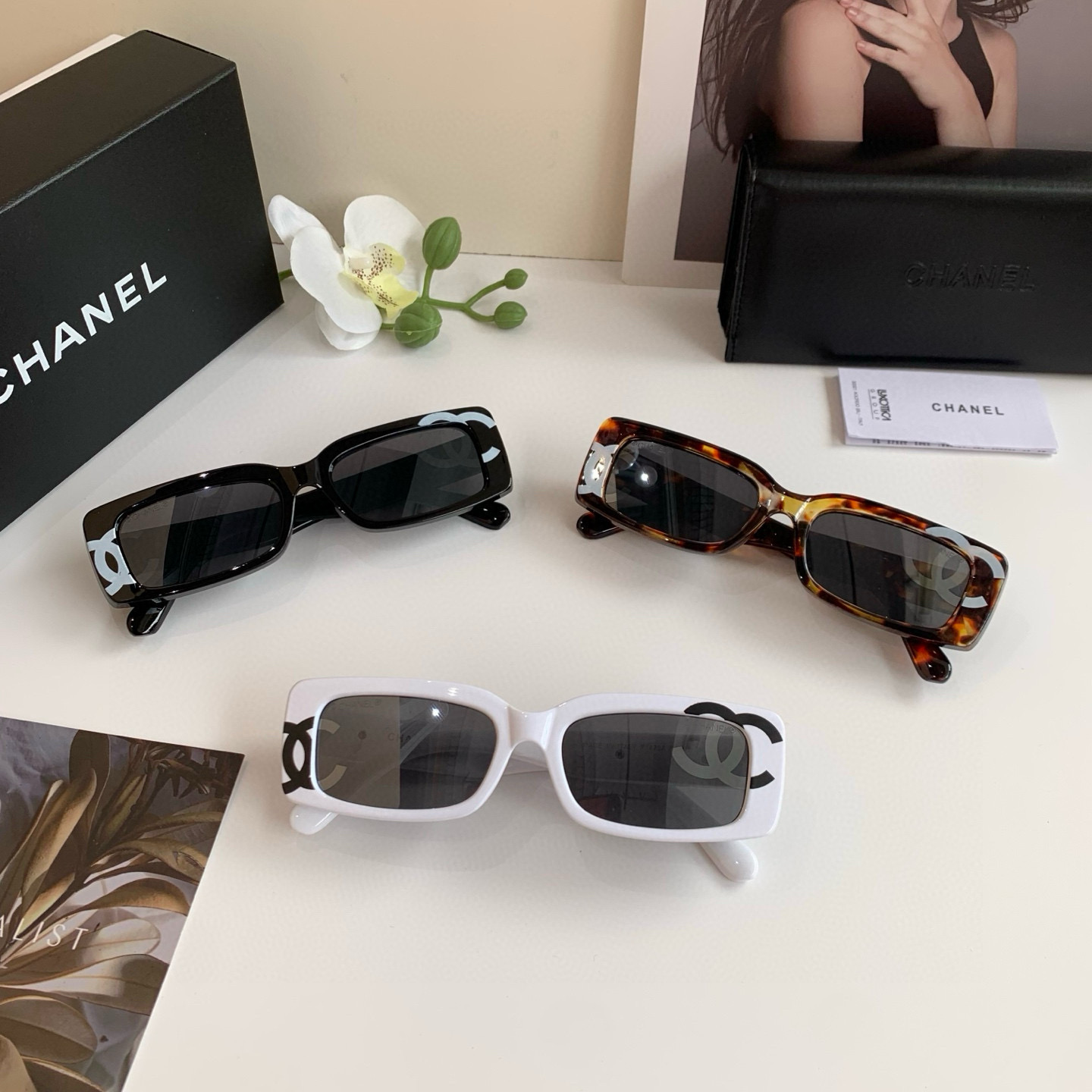 p85 
CHANEL 香奈儿 小方框墨镜 时尚法式氛围复古防紫外线印花太阳眼镜 多色可选！
