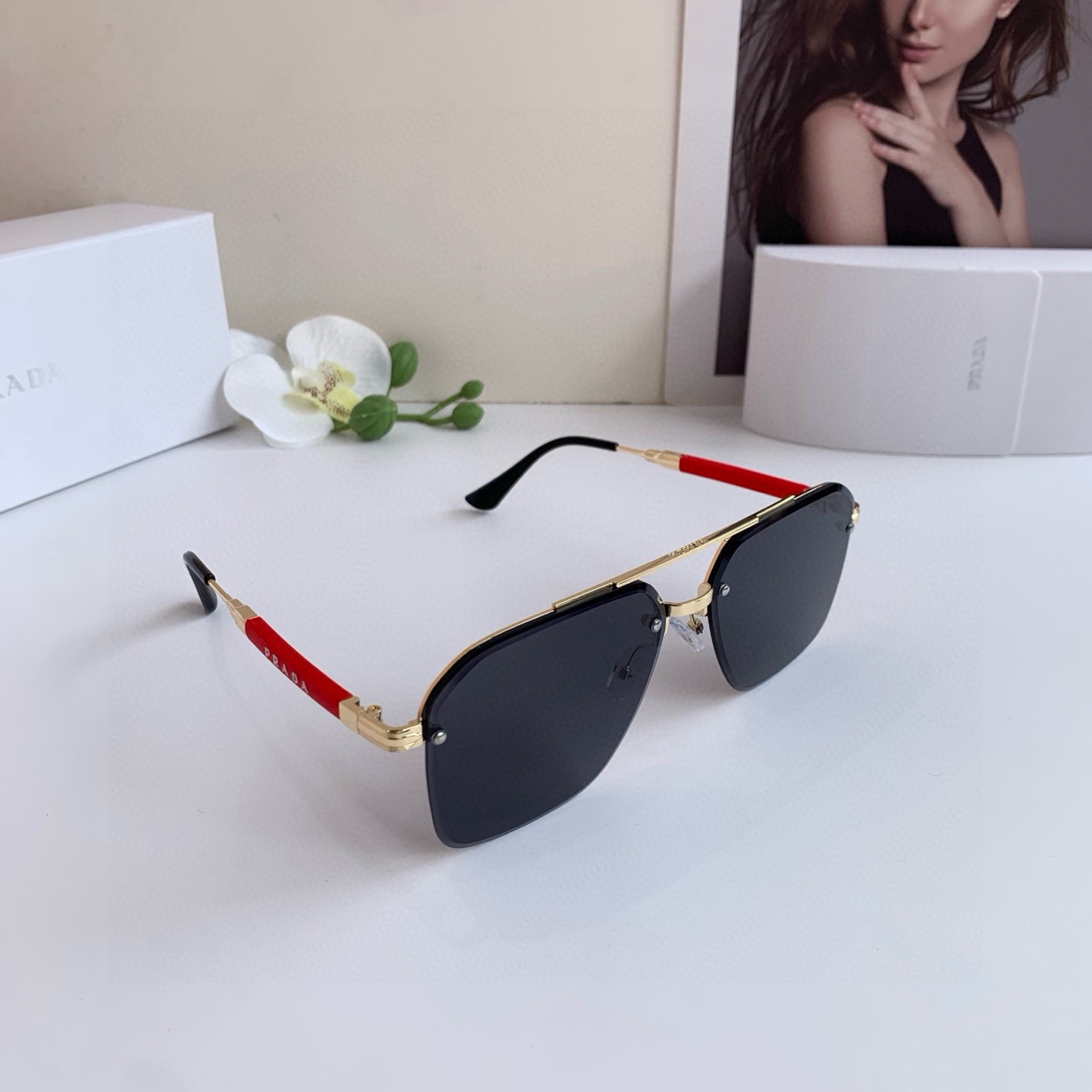 NO:770846,PRADA (Prada) fashionable European and American double bridge metal sunglasses, sun protection and UV protection, business toad frame sunglasses, men's and women's outdoor sunshade glasses, sunglasses, sunglasses, glasses, prada, prada19860909PRADA（普拉达）时尚欧美双梁金属太阳镜 防晒防紫外线商务蛤蟆框墨镜 男女户外遮阳眼镜眼镜墨镜太阳镜,眼镜,prada,prada,glasses