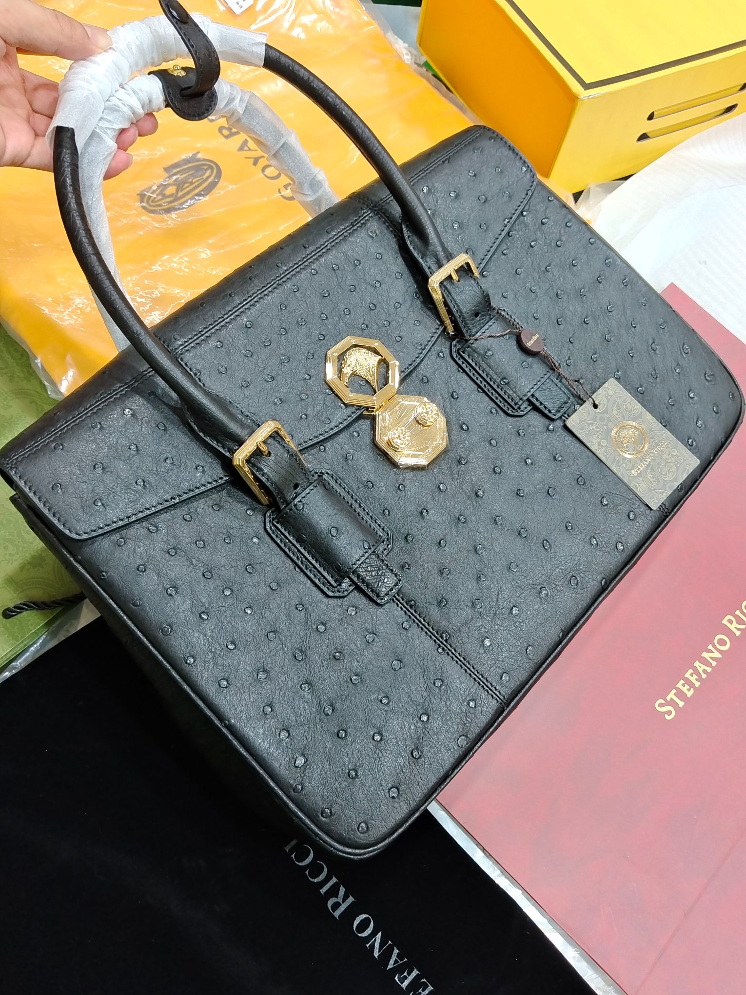 Hermès STEFANO Ricci, customer ordered eagle-headed ostrich casual briefcase on 39.27.10! 11 enters the instant delivery stage... Customer orders