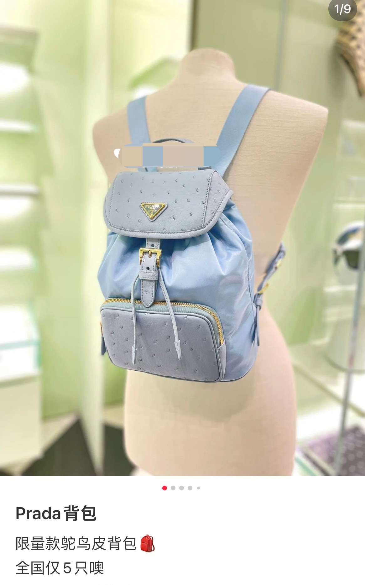 Prada rare double-sided backpack, limited edition ostrich leather backpack, only five pieces nationwide