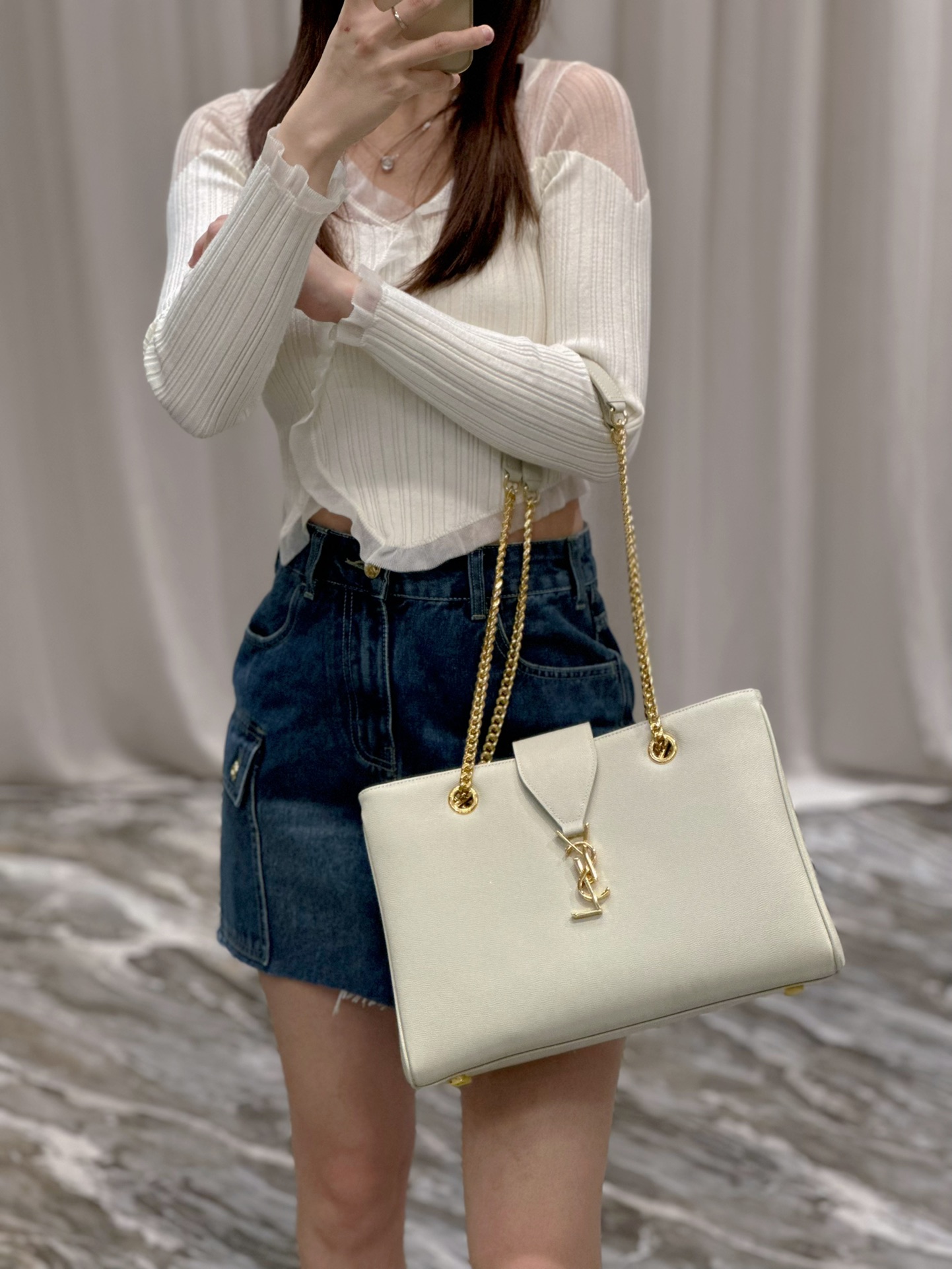 Saint Laurent Ysl suede cowhide white