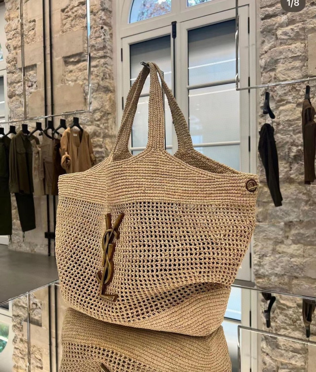 Saint Laurent New version inspection multi-layer straw ysl 698651 tote bag_exquisite and light straw material with classic large logo