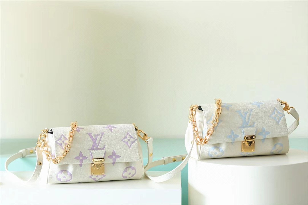 Louis Vuitton Favorite Series Officially on sale M45813 46393 Cream white with blue Cream white with purple Embossed silk screen I dont need to p