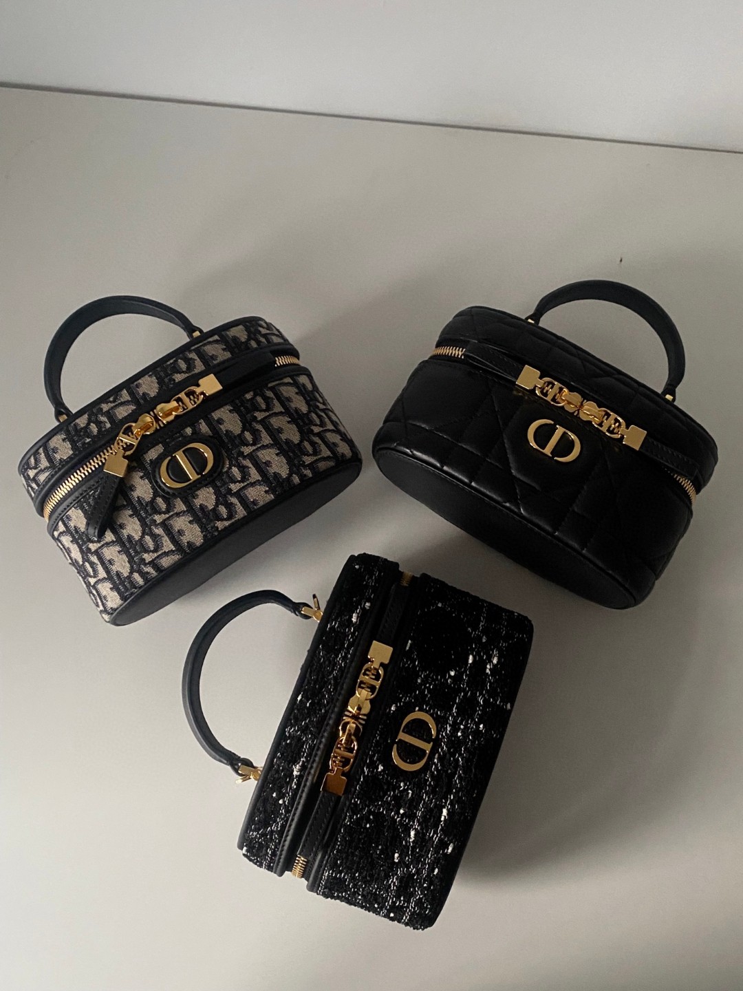Dior cosmetic bag looks much better in person, every color is caro vanity tweed, available from stock