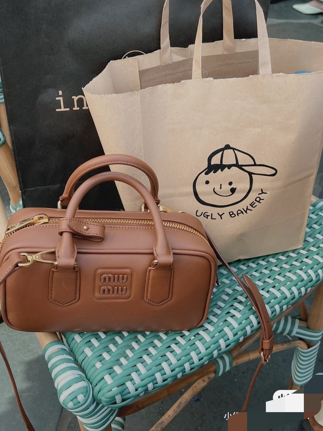 Miu Miu 5BB142 Caramel MiuMiu | Small brown new bowling ball