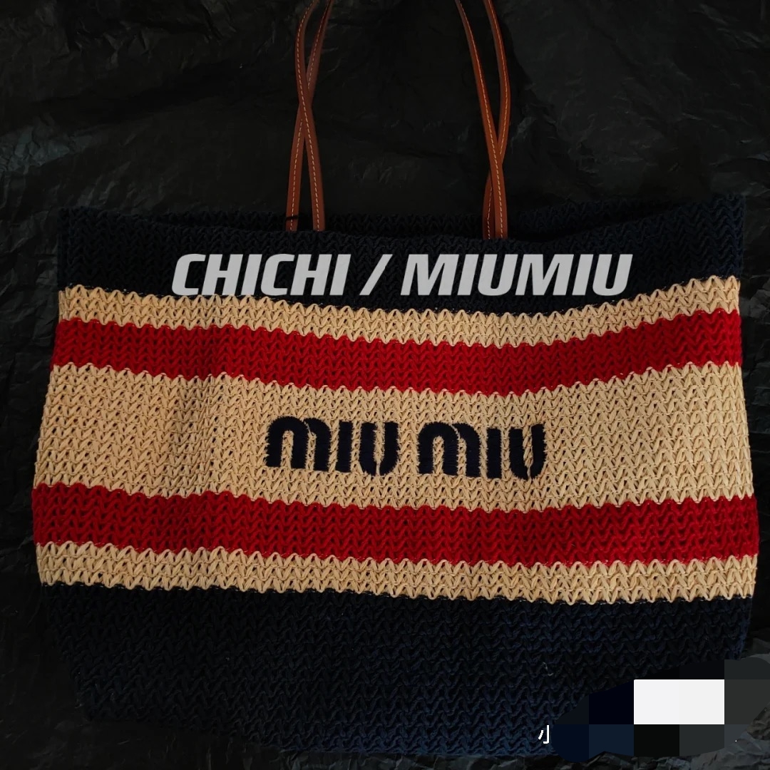 Miu Miu 5BG228, imported raffia straw and cotton thread weaving, the only quality standard in the market