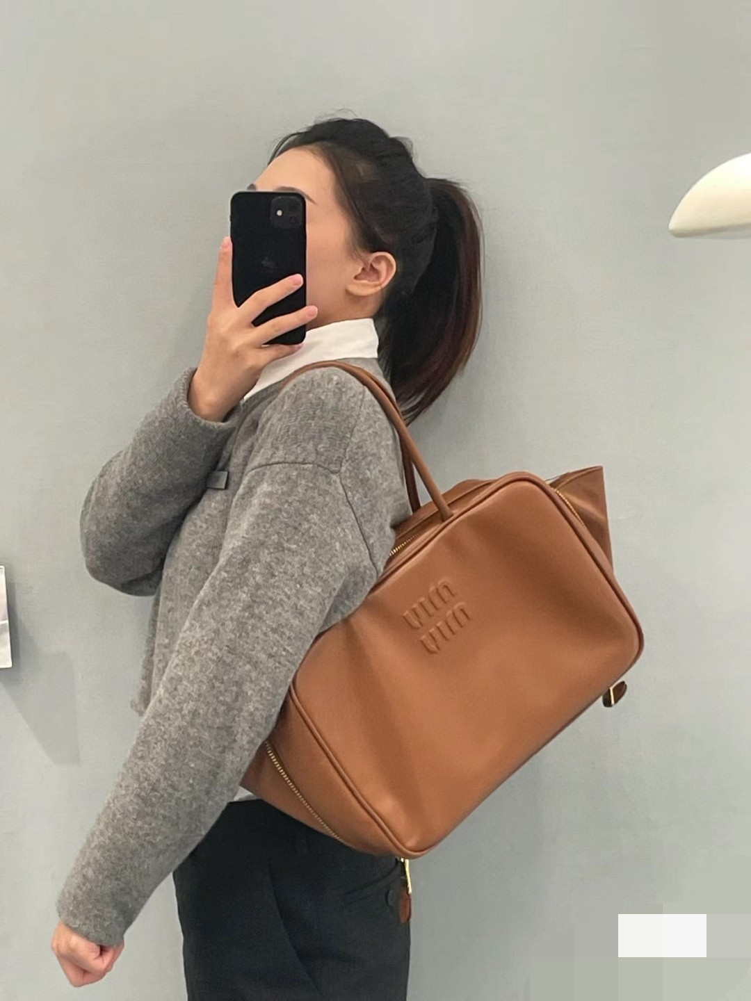 Miu Miu Briefcase 117 brown cowhide