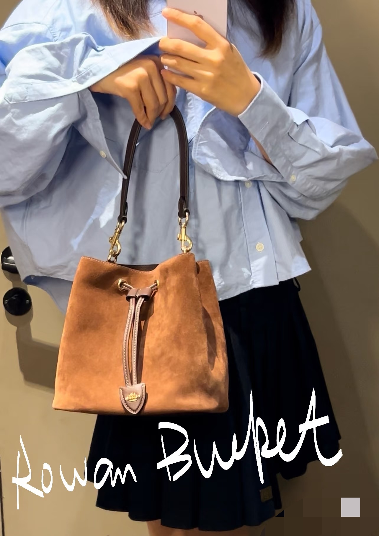 coach bucket bag suede bag