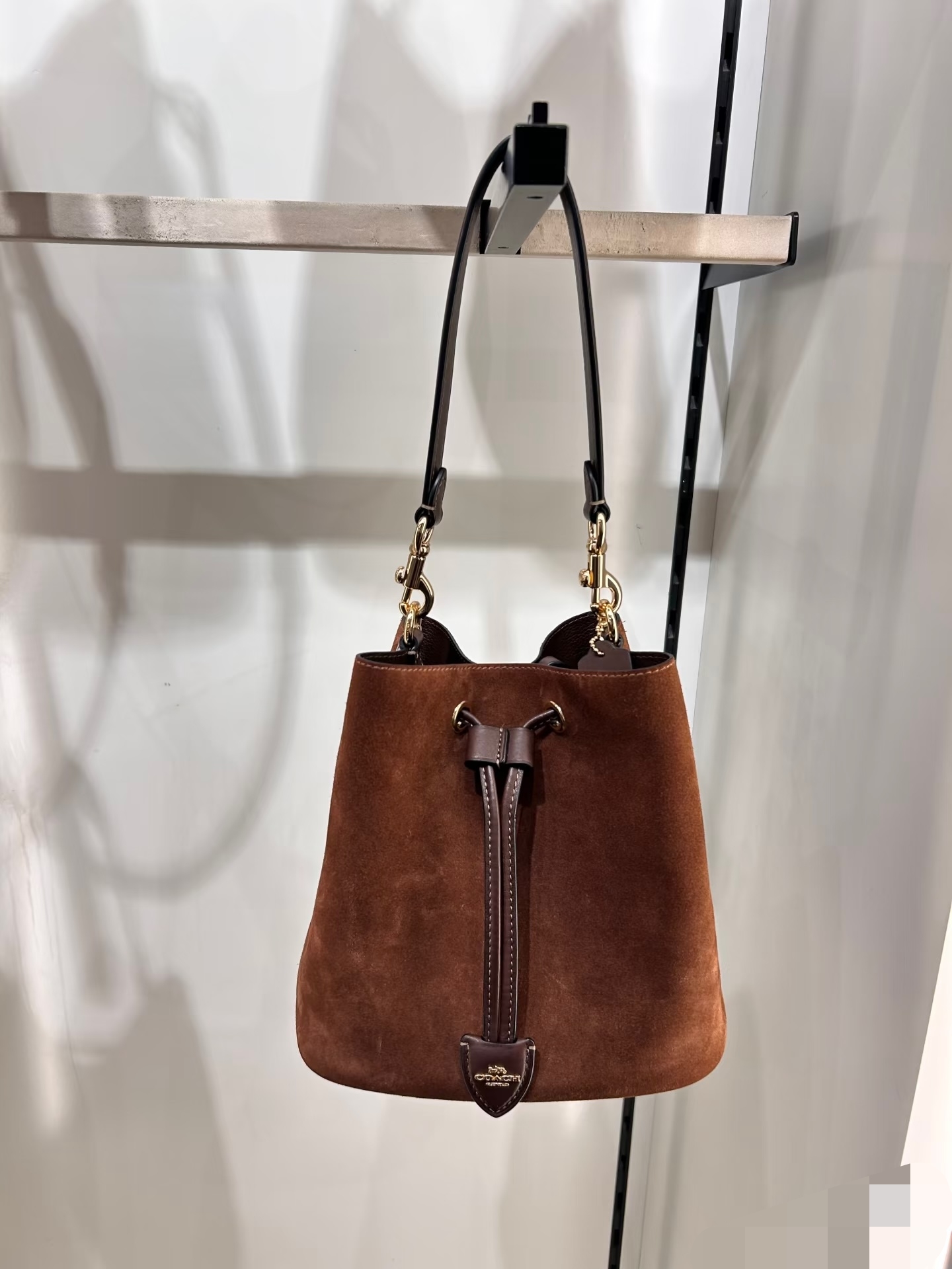 coach bucket bag suede bag