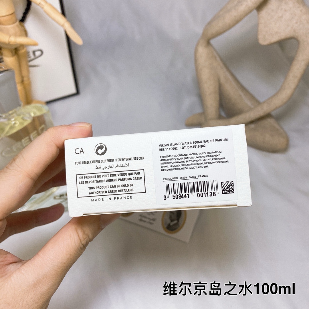 ✨60包
Creed 克雷德维尔京岛之水Virgin Island Water 100ml
前调：青柠 椰子 橘子
中调：生姜 茉莉 木槿 依兰
后调：麝香 糖 朗姆酒