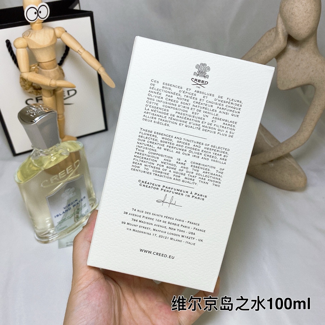 ✨60包
Creed 克雷德维尔京岛之水Virgin Island Water 100ml
前调：青柠 椰子 橘子
中调：生姜 茉莉 木槿 依兰
后调：麝香 糖 朗姆酒