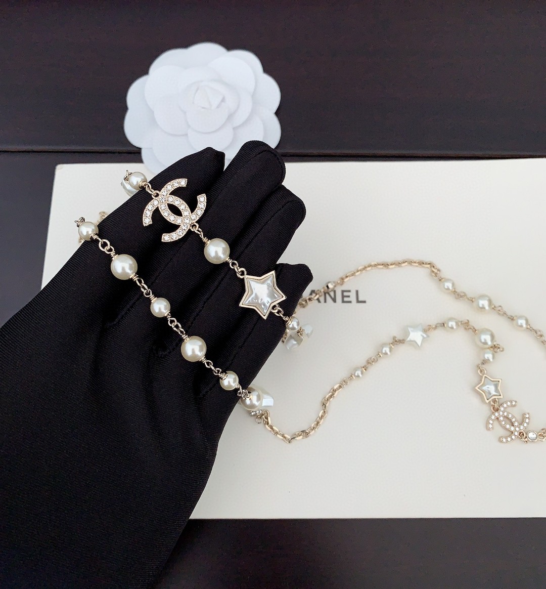 ch*nel 最新款🆕🆕五角星cc链条项链毛衣链】一致ZP黄铜材质 6