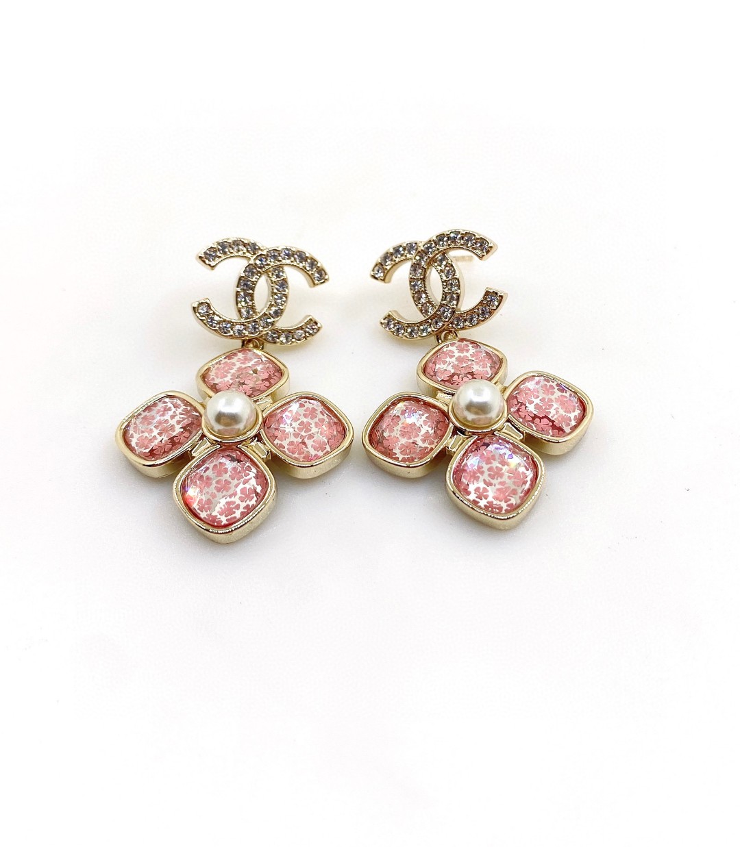 Jewelry Earring Pink Yellow Brass