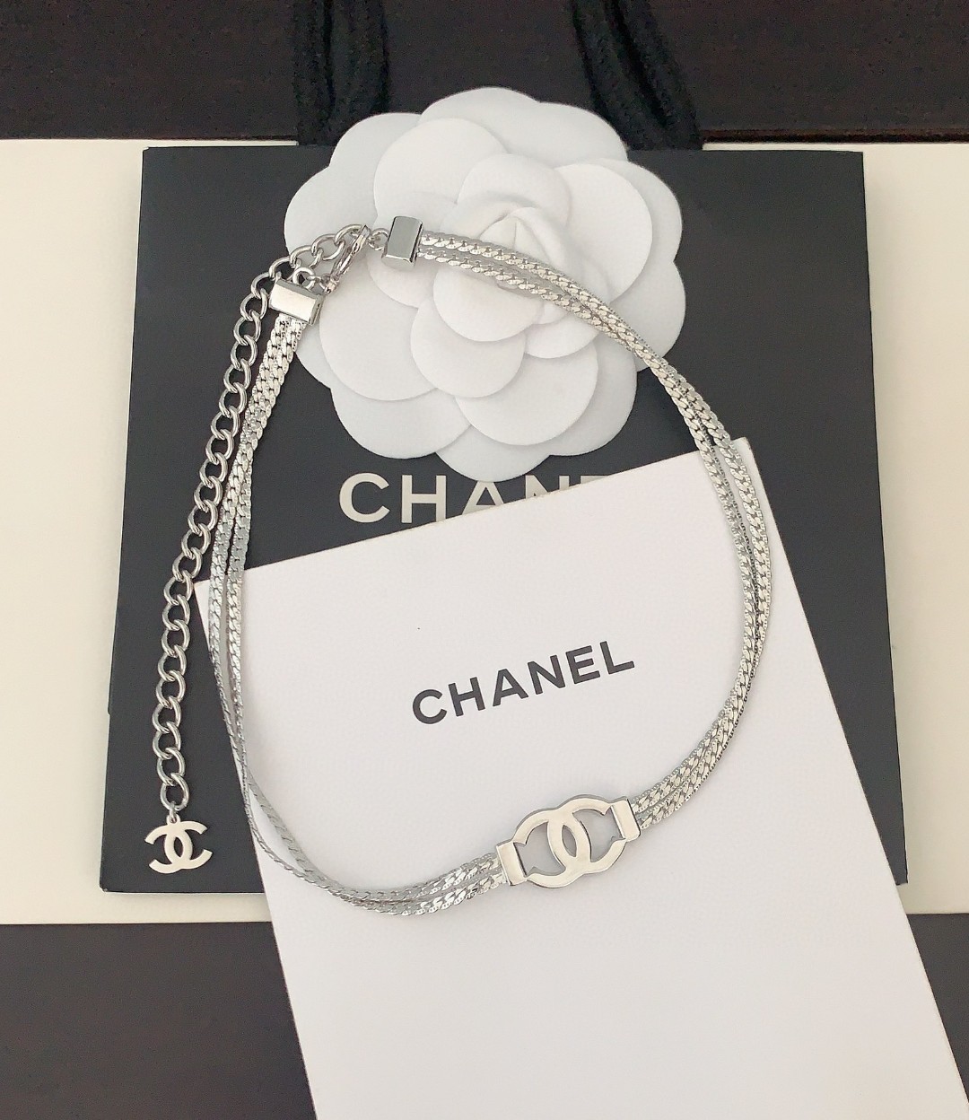 ch*nel 最新款🆕🆕白金双层cc项链】一致ZP黄铜材质 6