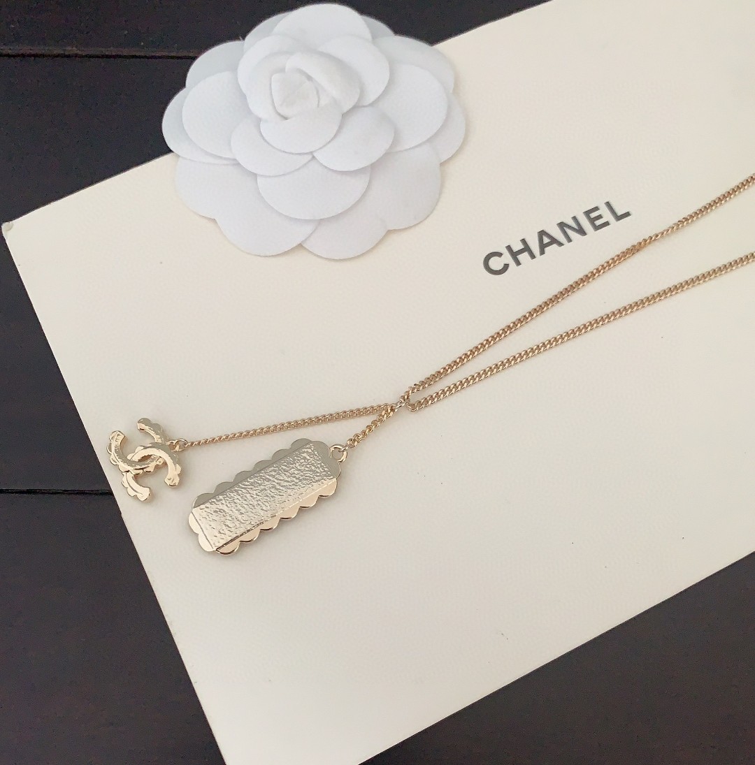 ch*nel 最新款🆕🆕黑纹方cc牌子项链】一致ZP黄铜材质 6
