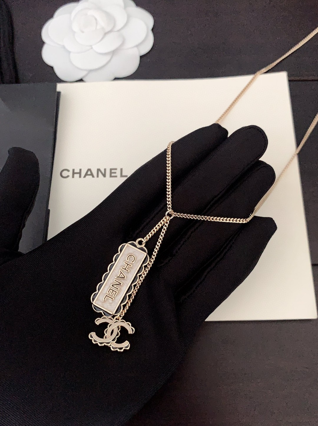 ch*nel 最新款🆕🆕黑纹方cc牌子项链】一致ZP黄铜材质 3