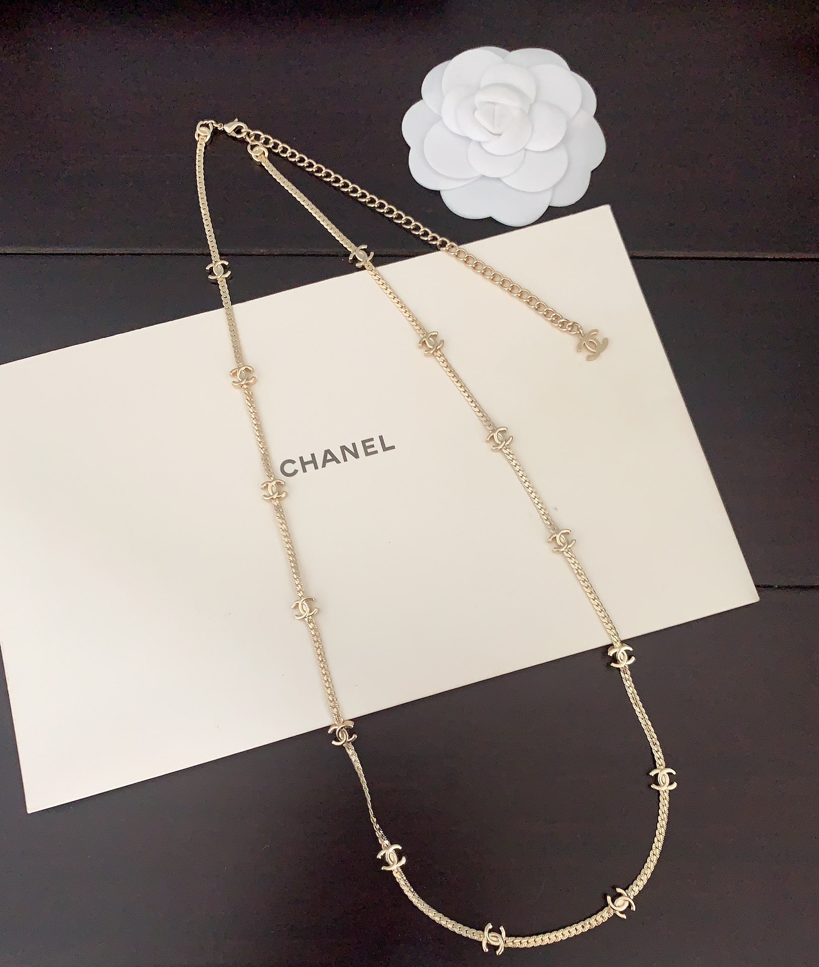  ch*nel  最新款🆕🆕浅金14花毛衣链】一致专柜🆕黄铜材质