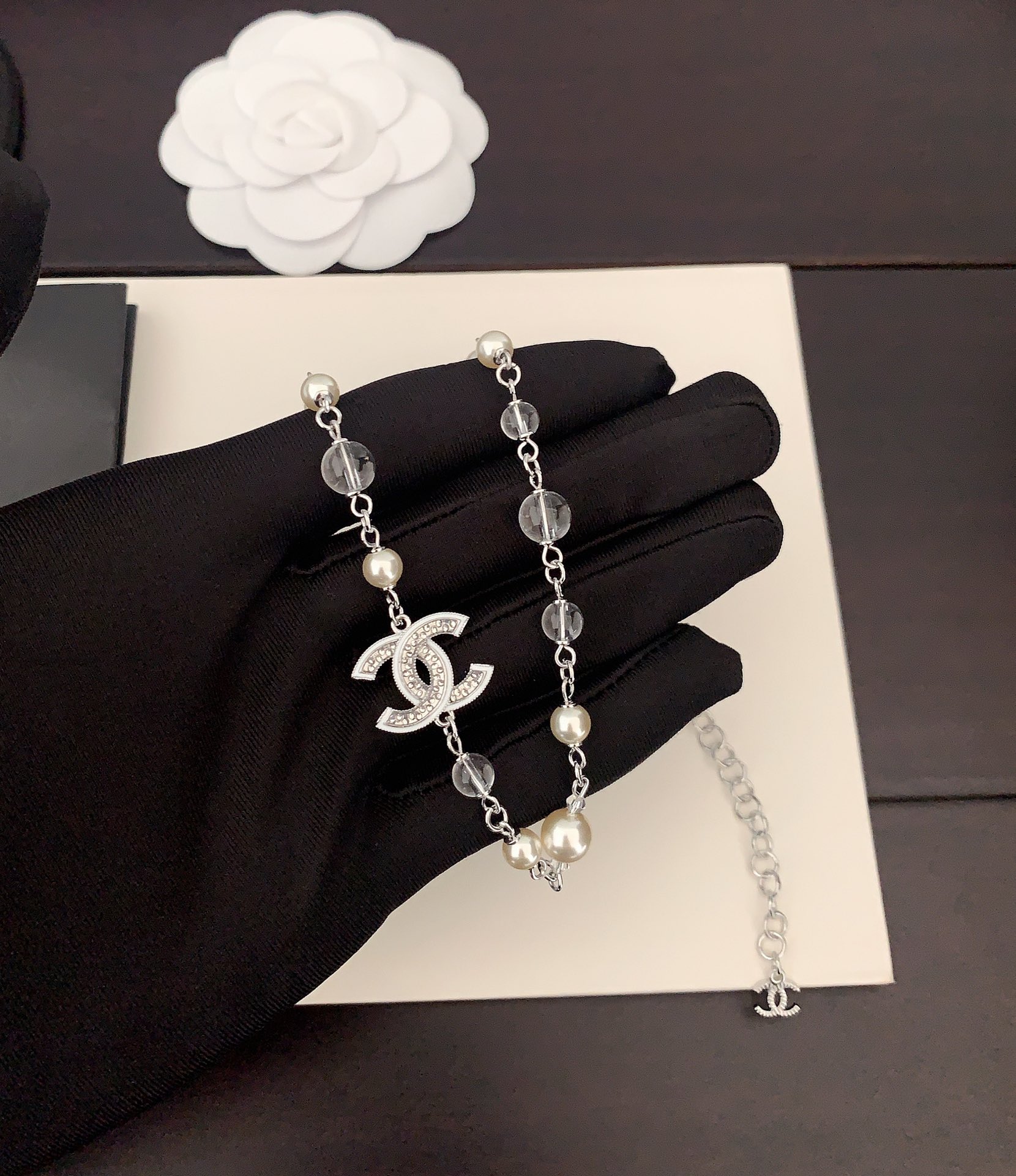 NO:107345,ch*nel latest platinum white cc crystal necklace] consistent ZP brass material, jewelry quality, necklace19860909ch*nel 最新款白金白cc水晶项链】一致ZP黄铜材质,饰品精品,necklace,Jewelry