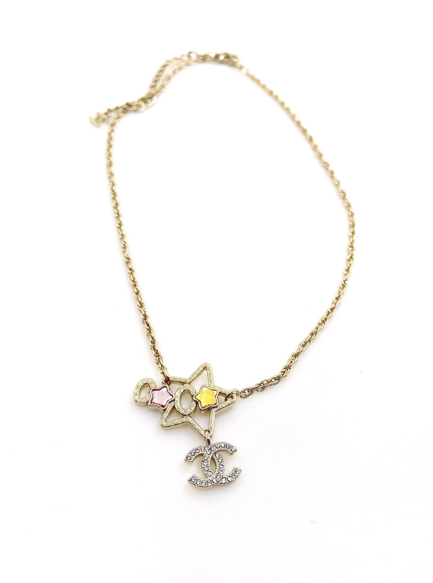 NO:111622,ch*nel latest colored diamond five-pointed star necklace] consistent ZP brass material, jewelry quality, necklace19860909ch*nel 最新款彩钻五角星项链】一致ZP黄铜材质,饰品精品,necklace,Jewelry