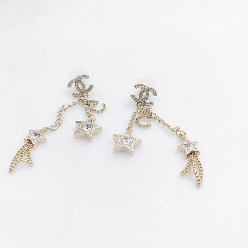 Chanel Star Dangle Earrings - Gold-Tone Brass with Crystal Accents 1 Chanel Star Dangle Earrings - Gold-Tone Brass with Crystal Accents