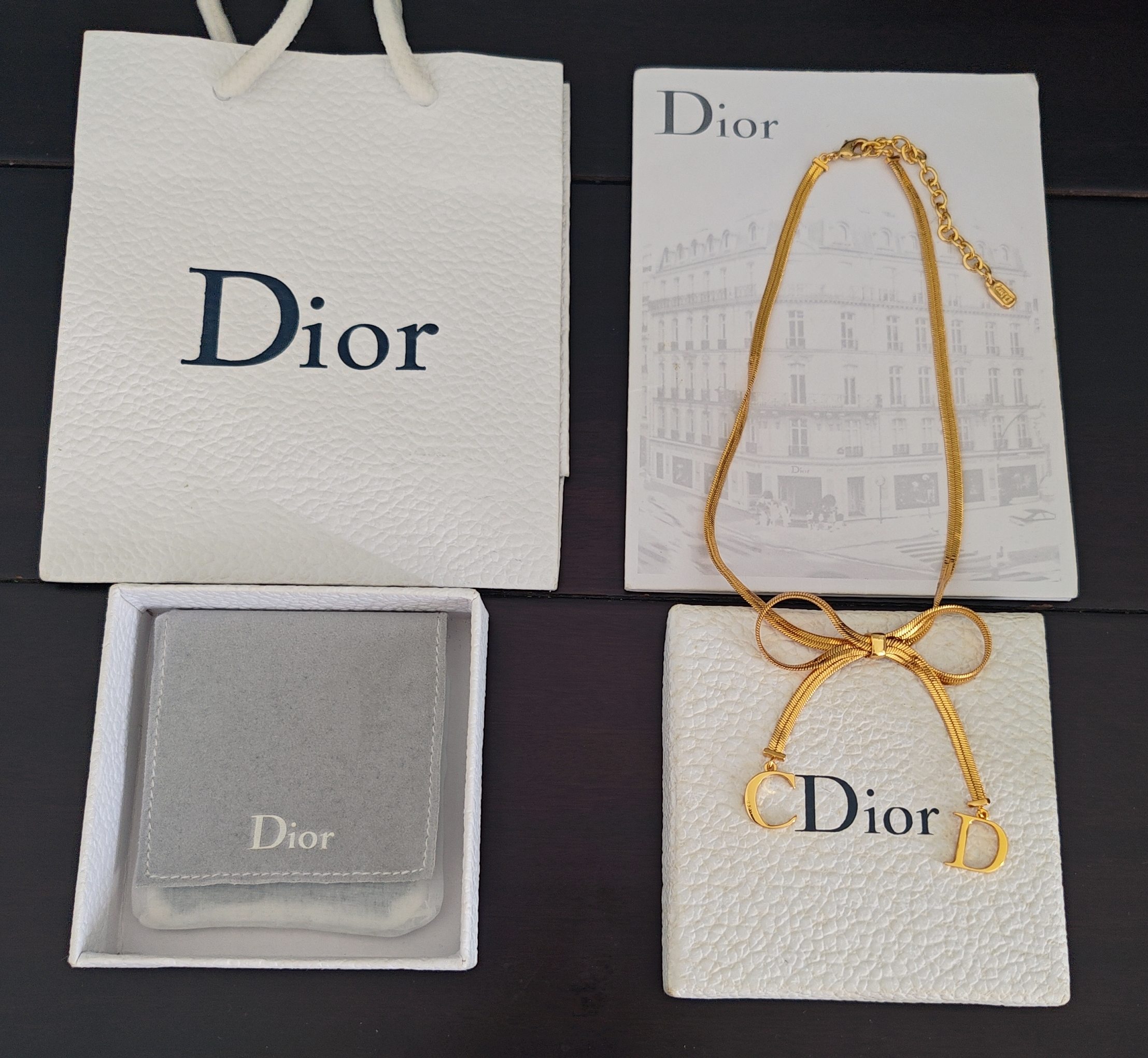 【D*or  最新款🆕🆕链条蝴蝶结cd项链】一致官网黄铜材质