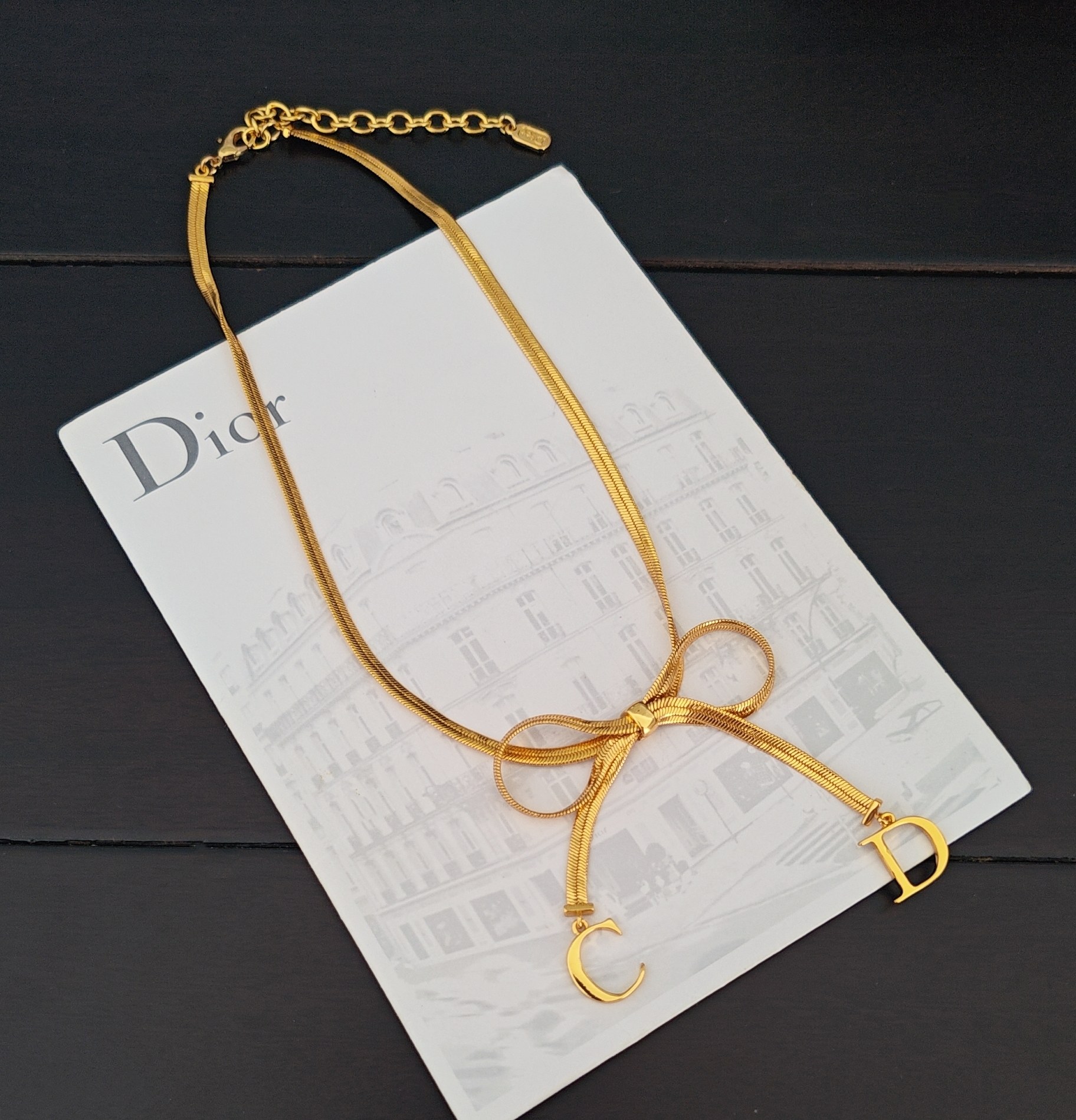 【D*or  最新款🆕🆕链条蝴蝶结cd项链】一致官网黄铜材质
