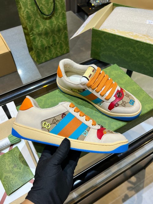 Gucci Women's Dirty Sneakers Top Quality Canvas Leather Retro Elements Shoes 1 Gucci Women's Dirty Sneakers Top Quality Canvas Leather Retro Elements Shoes