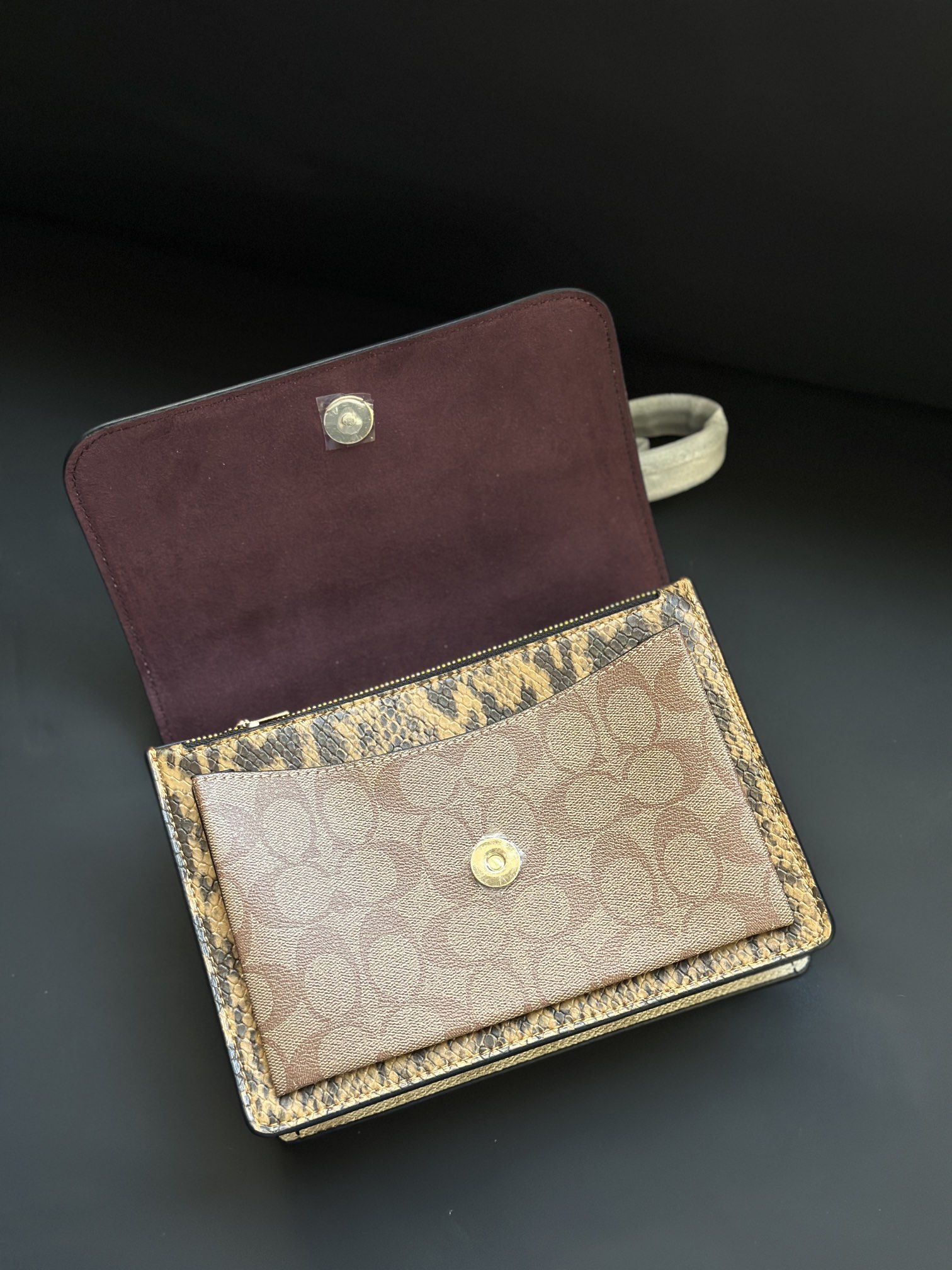 ブランド名 黑棕色配蛇纹 トートバッグ