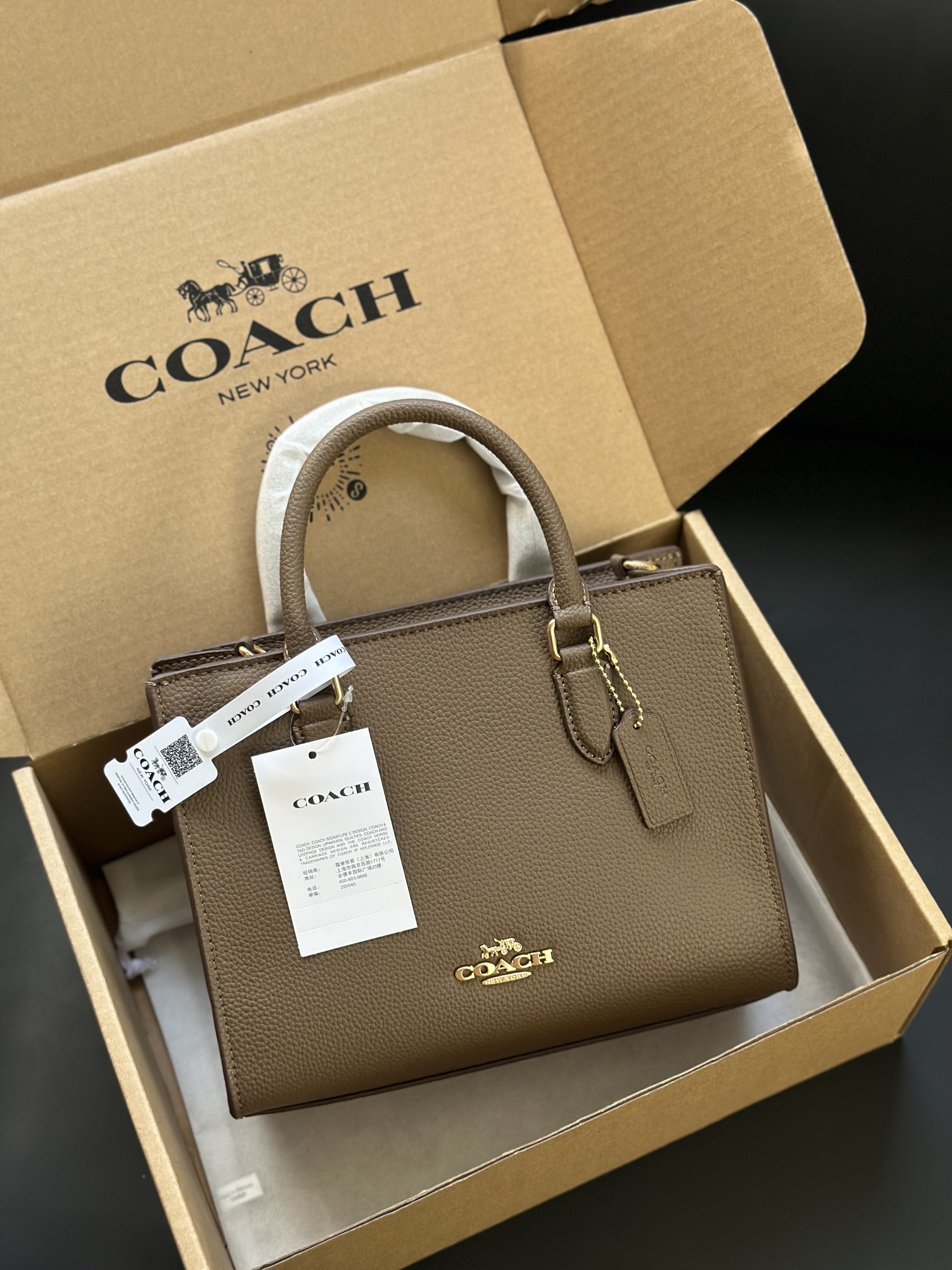 COACH深石灰色ビジネス小方包 - シンプルで機能的なデザイン