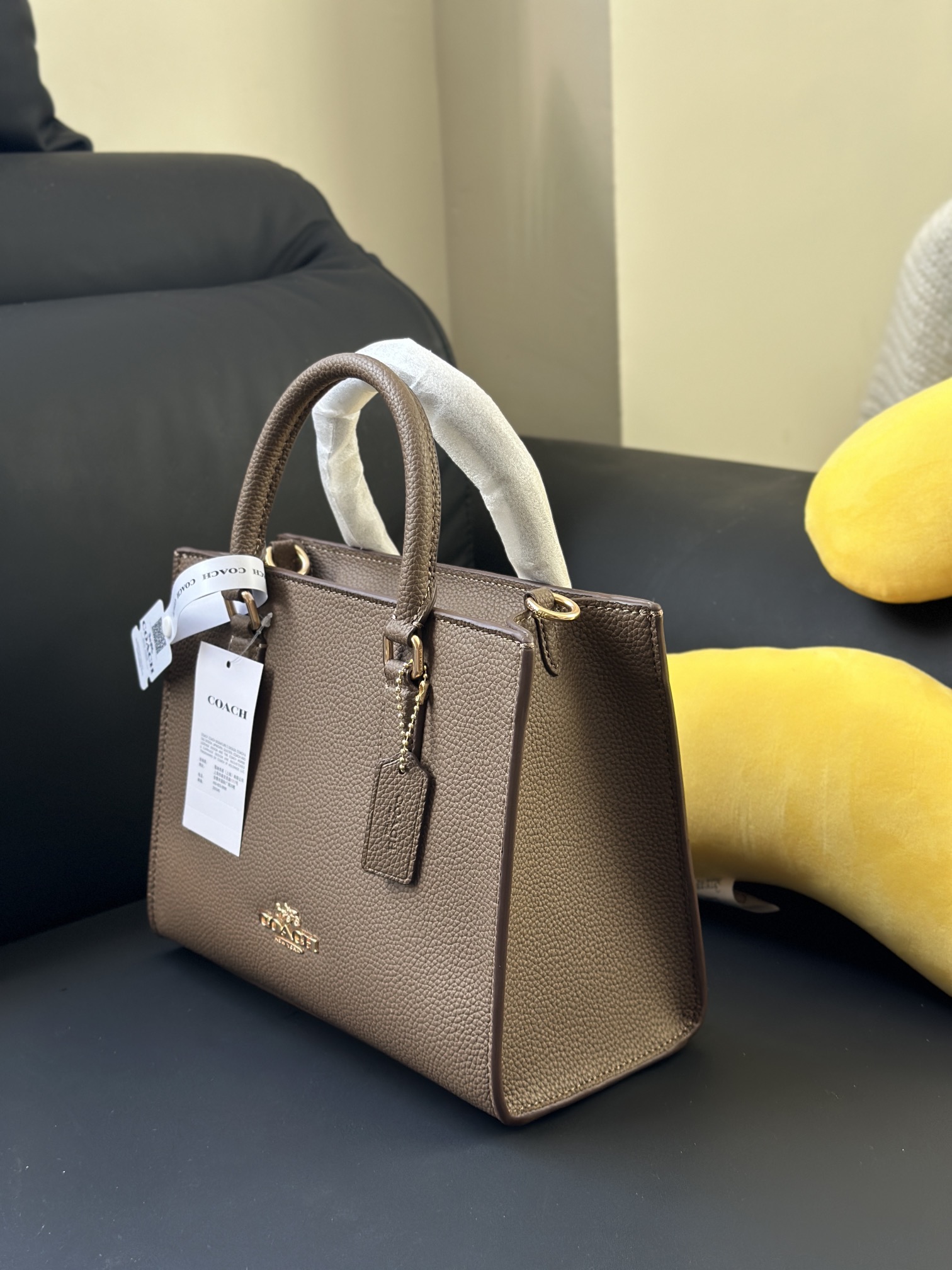 COACH深石灰色ビジネス小方包 - シンプルで機能的なデザイン