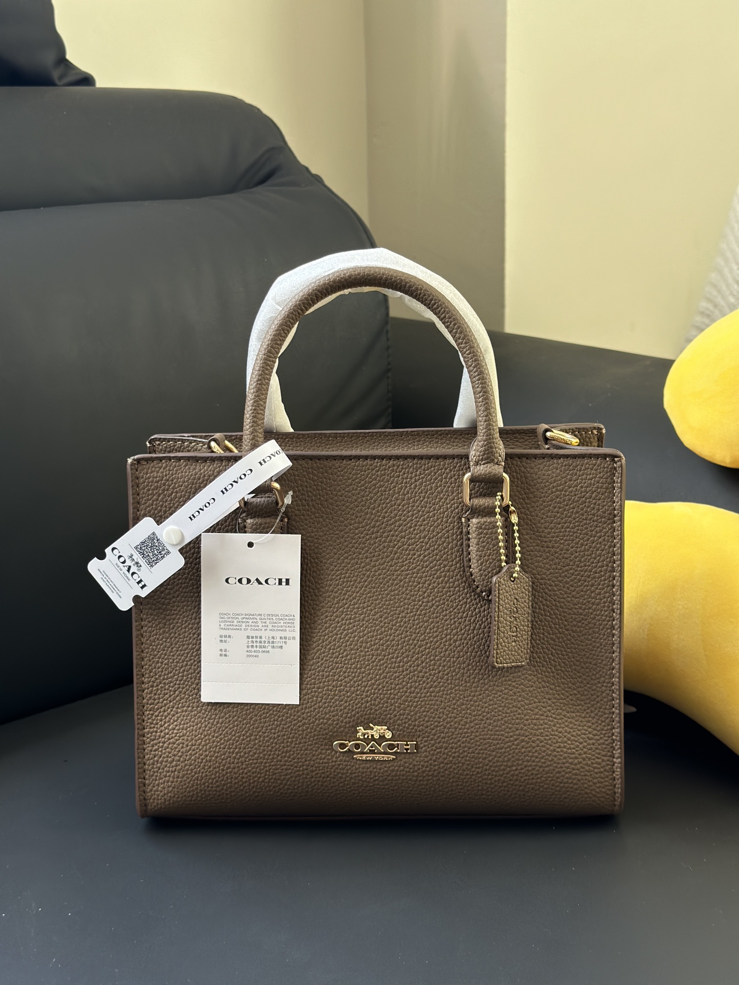 COACH深石灰色ビジネス小方包 - シンプルで機能的なデザイン