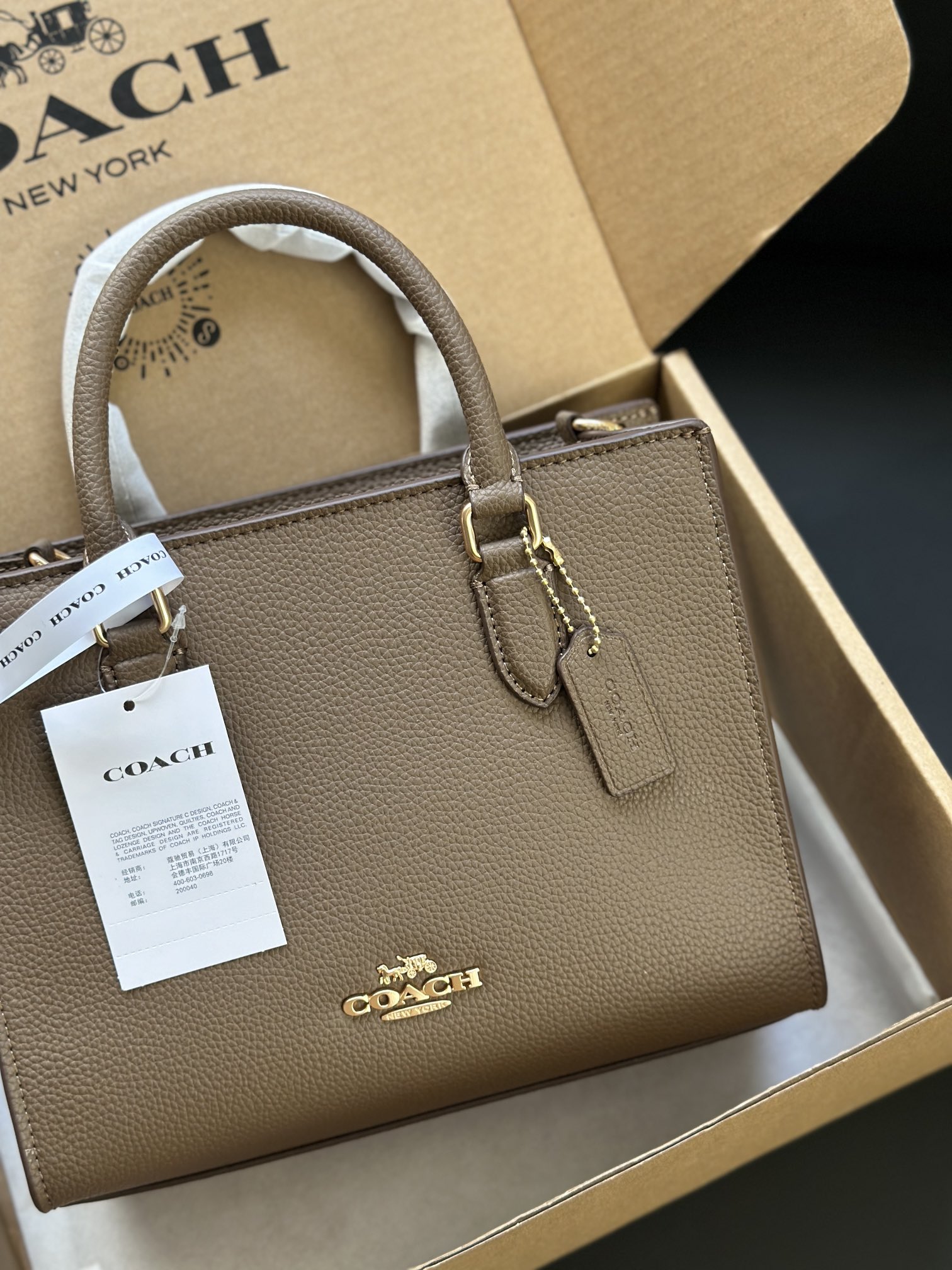 COACH深石灰色ビジネス小方包 - シンプルで機能的なデザイン