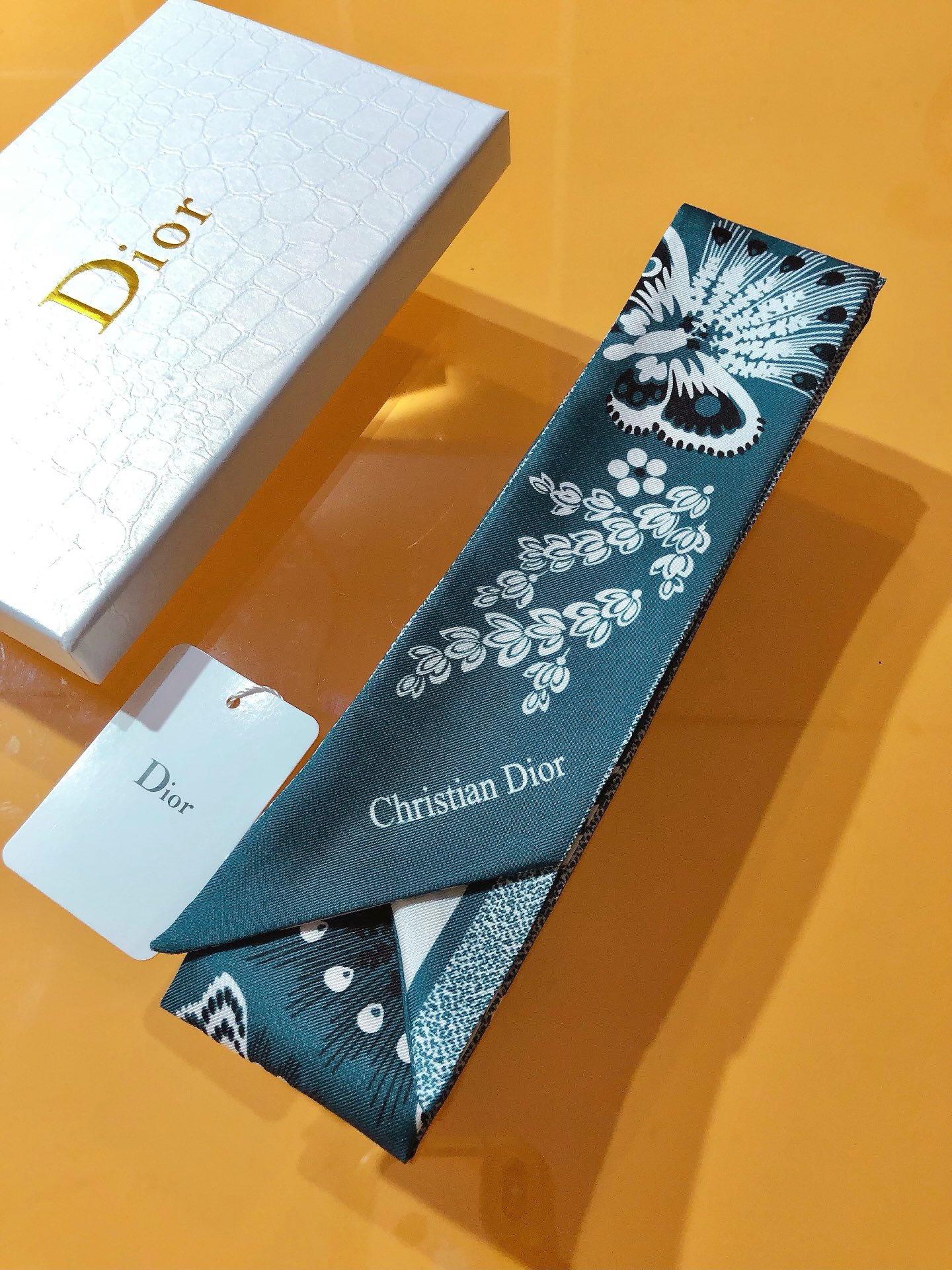 Dior Butterfly Silk Ribbon, Floral Print, Versatile Accessory