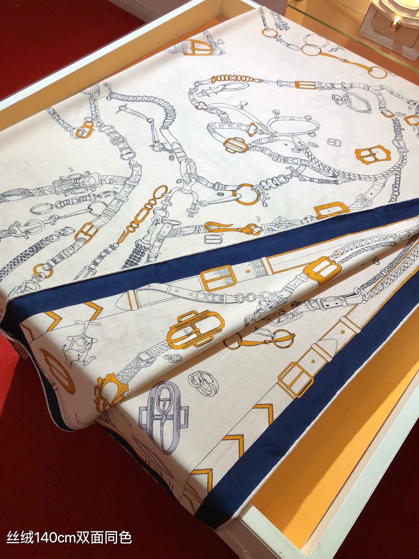 ❄RHMS2566双面同色 140x140cm 70%羊绒30%真丝爱马仕《跃动的马儿》