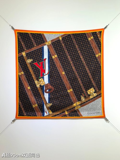 Louis Vuitton 90x90cm Silk Scarf with 'Luggage' Design - Double-Sided 1 Louis Vuitton 90x90cm Silk Scarf with 'Luggage' Design - Double-Sided