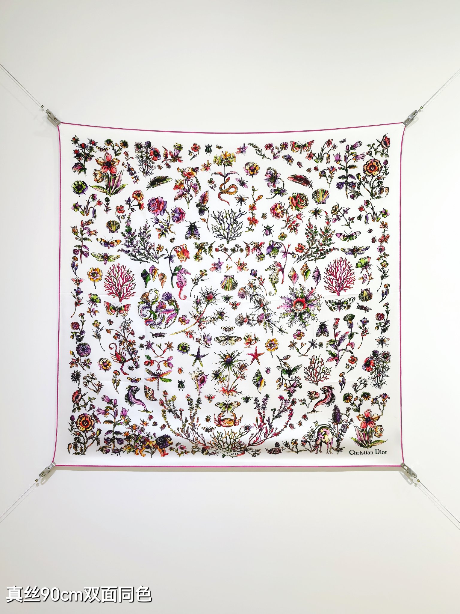 🌼SDO2516
18姆米双面  90x90cm斜纹真丝
迪奥《Cabinet de Curiosité