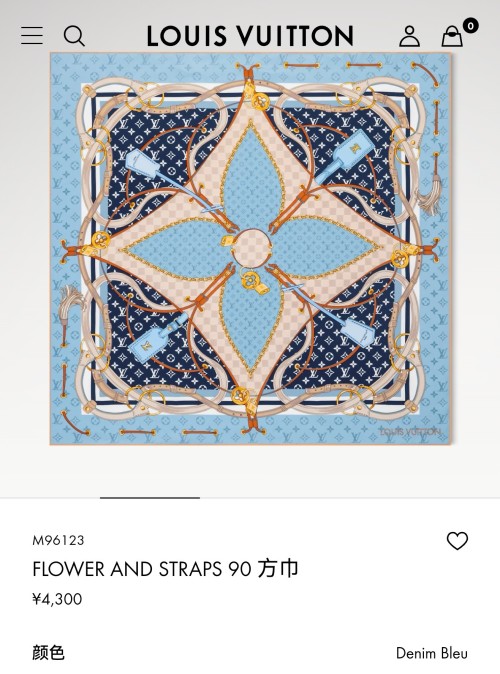 Louis Vuitton Flower And Straps 90 Silk Scarf - Denim Blue 1 Louis Vuitton Flower And Straps 90 Silk Scarf - Denim Blue