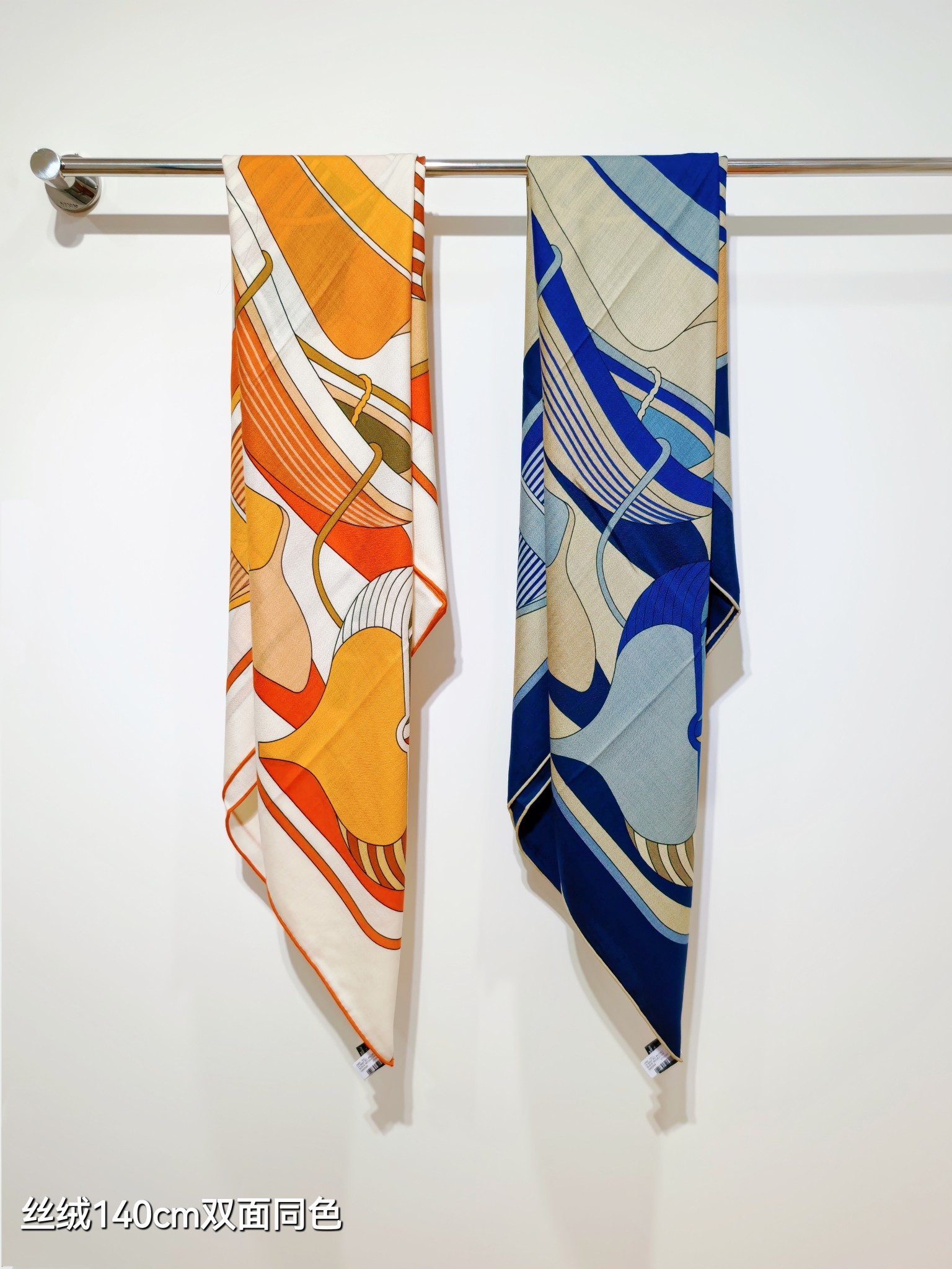 ❄RHMS2548双面同色 140x140cm 70%羊绒30%真丝爱马仕《Thalassa传统渔业》