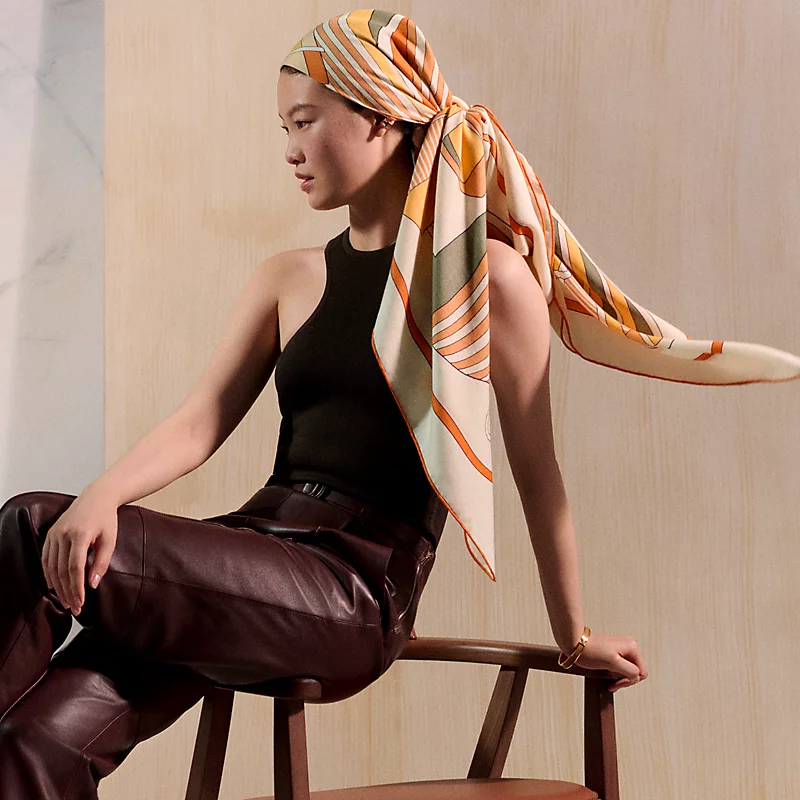 ❄RHMS2548双面同色 140x140cm 70%羊绒30%真丝爱马仕《Thalassa传统渔业》