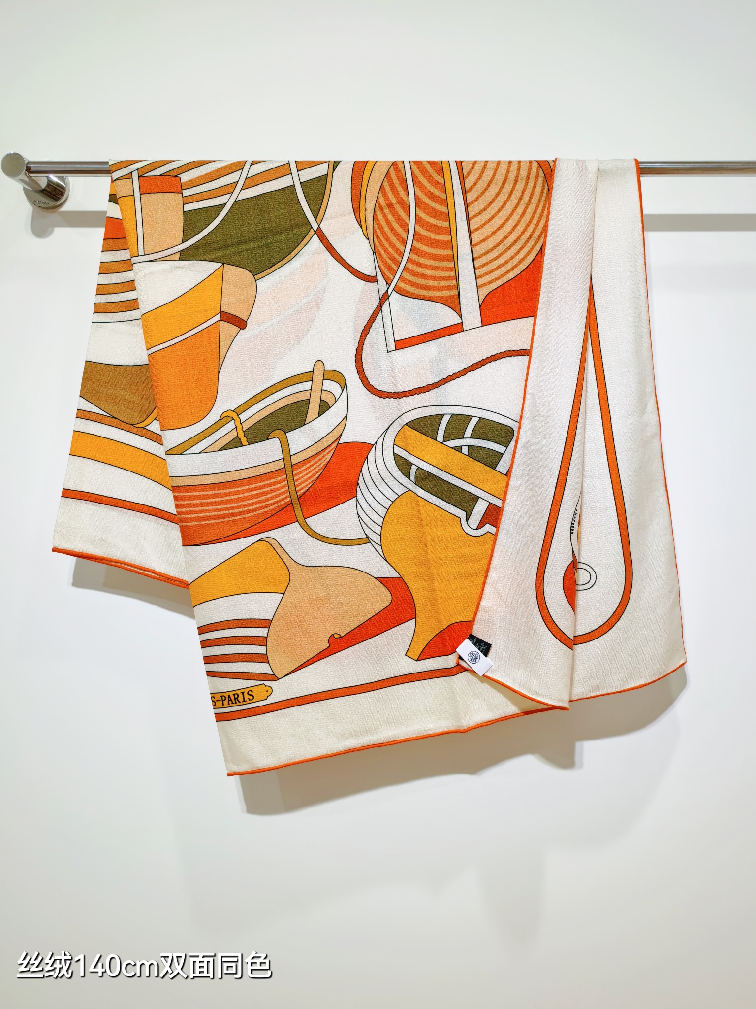 ❄RHMS2548双面同色 140x140cm 70%羊绒30%真丝爱马仕《Thalassa传统渔业》